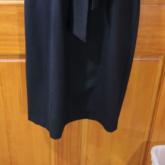 Kay Ungar Black Sheath Tie Front Business Casual Corporate Goth Dress 10 - Picture 5 of 13